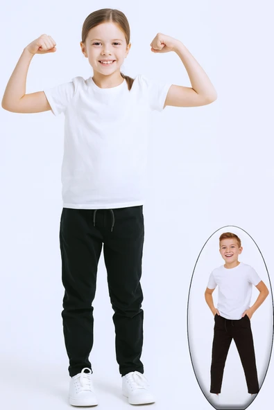 ÇOCUK UNİSEX OKUL PANTOLONU BELİ LASTİKLİ