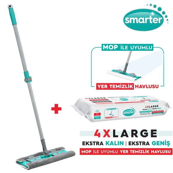 Smarter Magic Mop + Yer Temizlik Havlusu Hediyeli Paspas Mandallı Set Yüzey Bez Uyumlu