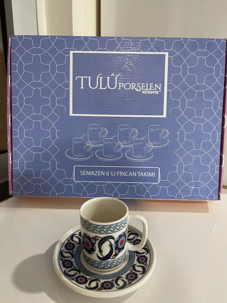ERGENÇLERZÜCCACİYE Tulu Semazen DK1006 Topkapı 6 Kişilik Porselen Kahve Fincan Takımı - Resim 4