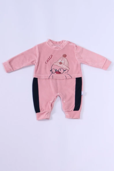 BEBEK KADİFE TULUM UZUN KOLLU ÇITÇITLI BASKILI D5 - 10