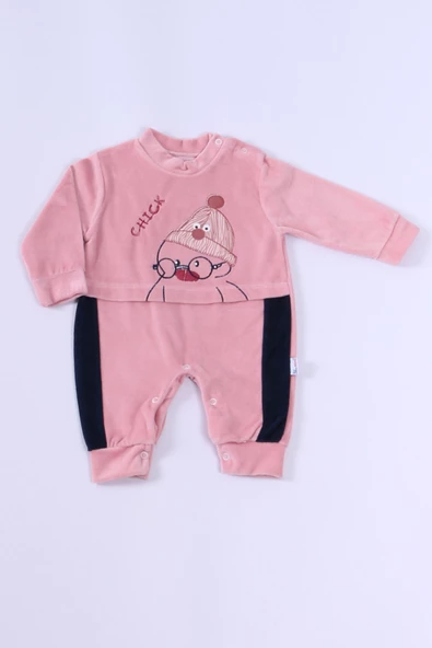 BEBEK KADİFE TULUM UZUN KOLLU ÇITÇITLI BASKILI D5 - 11