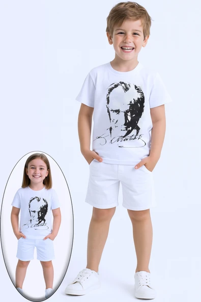 ÇOCUK ATATÜRK AYYILDIZ BASKILI TSHİRT KISA KOLLU A62