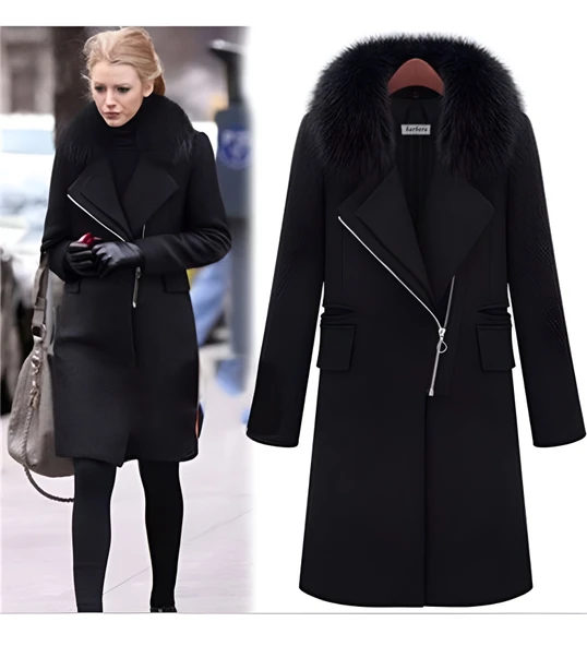 Kışlık Kürklü Kaşe Kadın Kaban ürün görseli 1