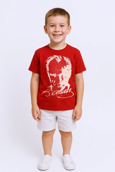 ÇOCUK ATATÜRK AYYILDIZ BASKILI TSHİRT KISA KOLLU A62 - 8