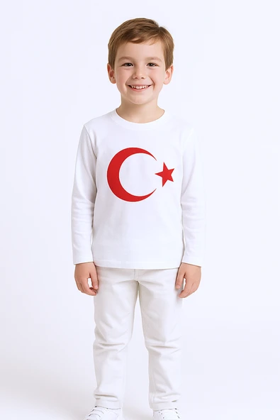 ÇOCUK AYYILDIZ BASKILI TSHİRT UZUN KOLLU A57 - Resim 9