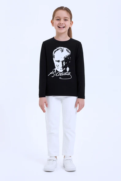 ÇOCUK AYYILDIZ BASKILI TSHİRT UZUN KOLLU A57 - Resim 2