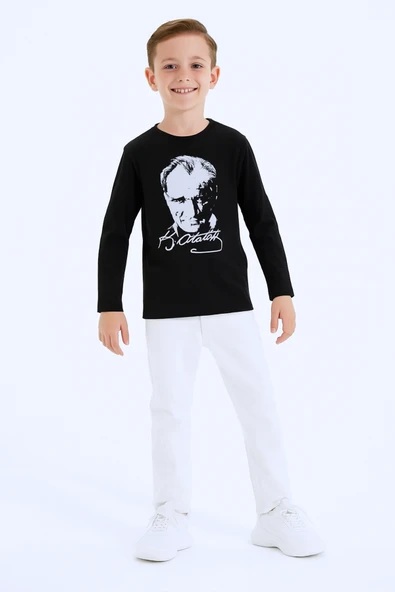 ÇOCUK AYYILDIZ BASKILI TSHİRT UZUN KOLLU A57 - Resim 3