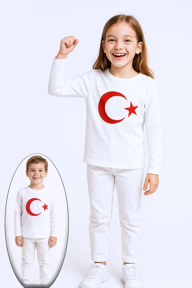 ÇOCUK AYYILDIZ BASKILI TSHİRT UZUN KOLLU A57 - Resim 8