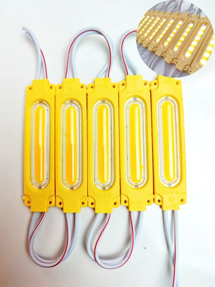 Cob Ledli Su Geçirmez Mercekli Sarı Neon Parmak Led 5 Adet