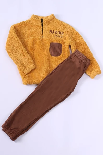 ERKEK ÇOCUK PELUŞ ALT-ÜST TAKIM FERMUARLI NAKIŞLI D49 - Resim 11