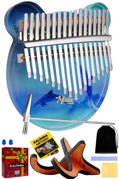 Midex KLX-650-PAK Okyanus Cam Kalimba 17 Tuşlu Full Set ürün görseli