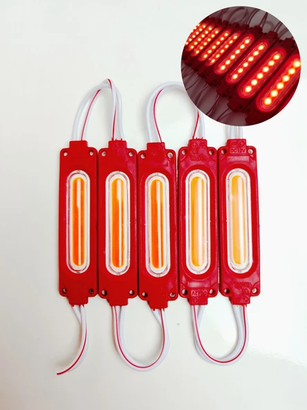 Cob Ledli Su Geçirmez Mercekli Kırmızı Neon Parmak Led 5 Adet