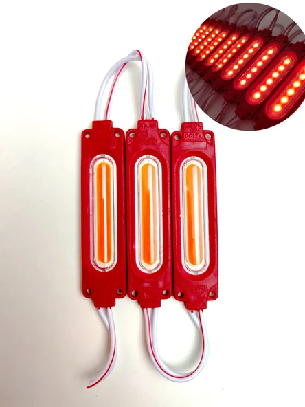 Cob Ledli Su Geçirmez Mercekli Kırmızı Neon Parmak Led 3 Adet