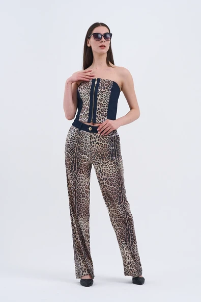 Trend Kadın Özel Tasarım Payetli Leopar İkili Takım - Resim 2