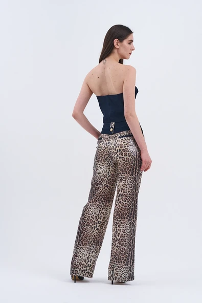 Trend Kadın Özel Tasarım Payetli Leopar İkili Takım - Resim 5