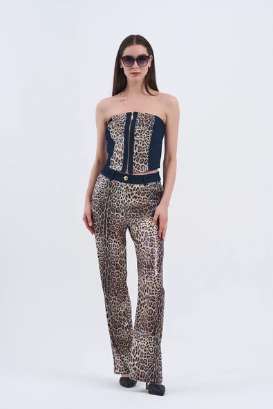 Trend Kadın Özel Tasarım Payetli Leopar İkili Takım - Resim 3