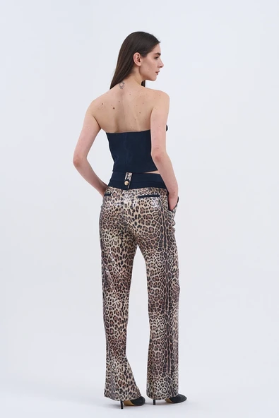 Trend Kadın Özel Tasarım Payetli Leopar İkili Takım - Resim 9