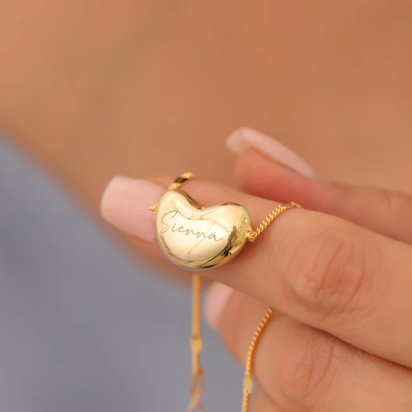 925 Ayar Gümüş  Kişiye Özel Fasulye Temalı İsim Bileklik - CB00132 - Resim 5