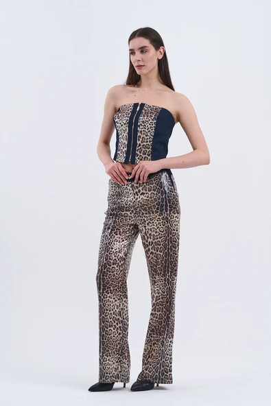 Trend Kadın Özel Tasarım Payetli Leopar İkili Takım - Resim 11