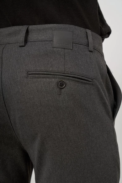 Koyu Antrasit Esnek Yandan Cepli Casual Slim Fit Chino Pantolon 1003245105 - Resim 7