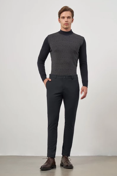 Lacivert Esnek Yandan Cepli Casual Slim Fit Chino Pantolon 1003245105 - Resim 2