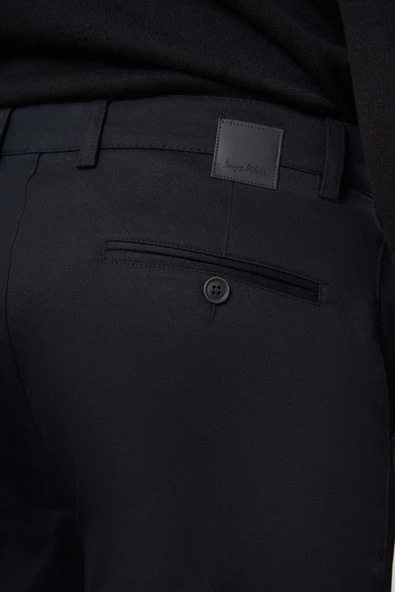 Siyah Pamuklu Yandan Cepli Casual Slim Fit Chino Pantolon 1003245150 - Resim 5