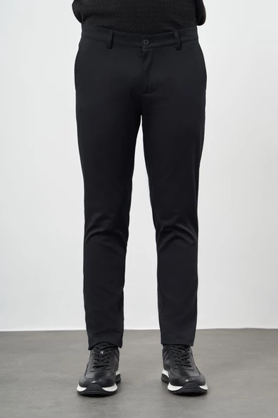 Siyah Pamuklu Yandan Cepli Casual Slim Fit Chino Pantolon 1003245150 ürün görseli