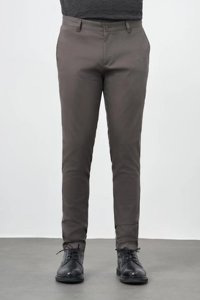 Koyu Haki Pamuklu Yandan Cepli Casual Slim Fit Chino Pantolon 1003245163 ürün görseli