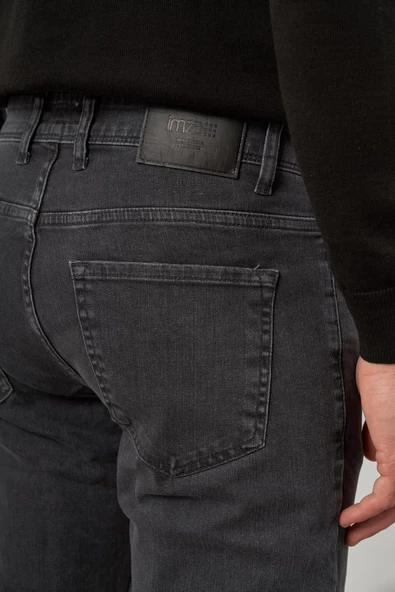 Gri Düz Gabardin Slim Fit Casual Denim Pantolon 1023245152 - Resim 5