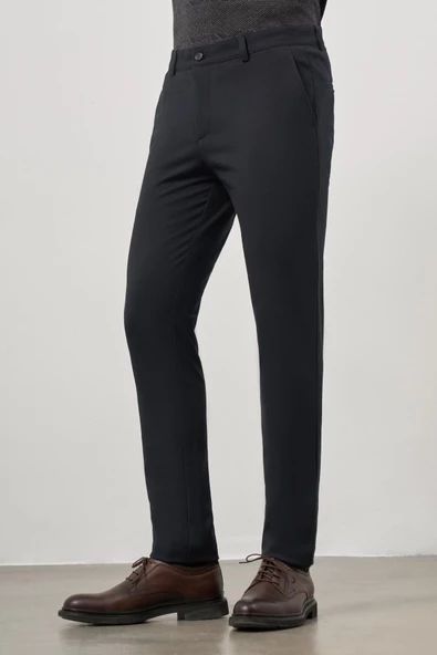 Lacivert Esnek Yandan Cepli Casual Slim Fit Chino Pantolon 1003245105 - Resim 4