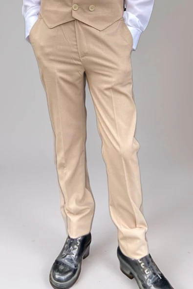 Erkek Çocuk Cepken Yelekli Camel Takım Elbise 10-14 Yaş - 4