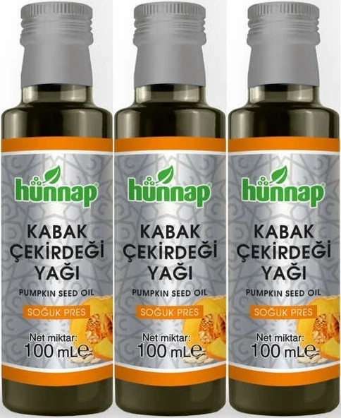 Hünnap Kabak Çekirdeği Yağı 100ML (Soğuk Press) (3 Lü Set)