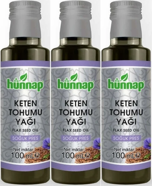 Hünnap Keten Tohumu Yağı 100ML (Soğuk Press) (3 Lü Set)
