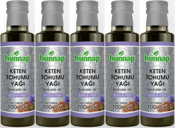 Hünnap Keten Tohumu Yağı 100ML (Soğuk Press) (5 Li Set)