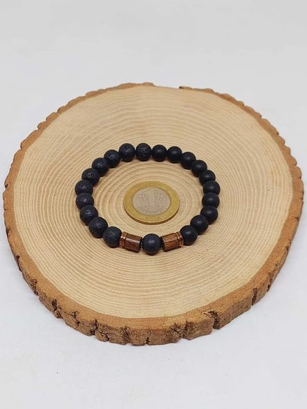 Lav & Oniks Taşı 8mm Unisex Tasarım Bileklik Hawaii Model (9028) - Resim 5