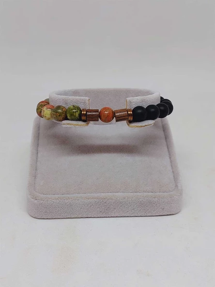 Unakit & Oniks Taşı 8mm Unisex Tasarım Bileklik Hawaii Model (4356) - Resim 2