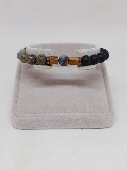 Krizokol & Oniks Taşı 8mm Unisex Tasarım Bileklik Hawaii Model (11158) - Resim 2