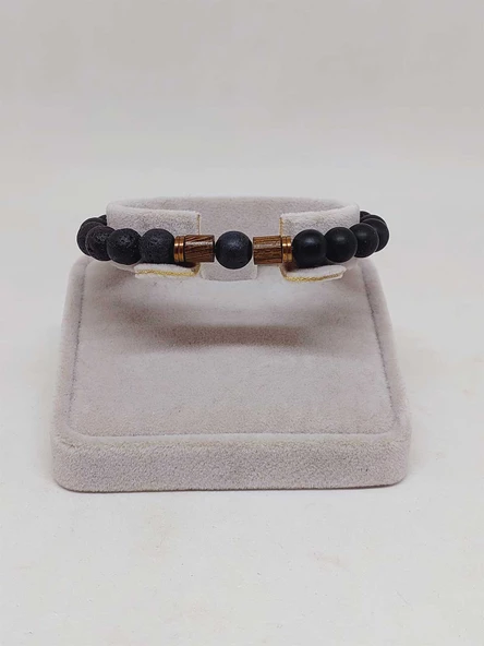 Lav & Oniks Taşı 8mm Unisex Tasarım Bileklik Hawaii Model (9028) - Resim 2