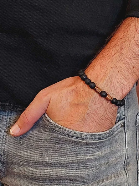 Lav & Oniks Taşı 8mm Unisex Tasarım Bileklik Hawaii Model (9028) - Resim 3