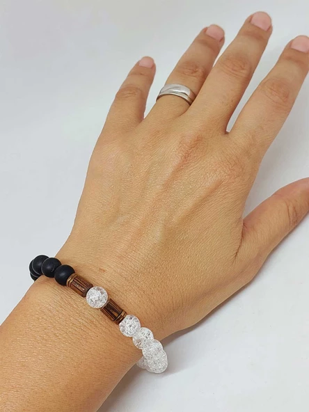 Necef & Oniks Taşı 8mm Unisex Tasarım Bileklik Hawaii Model (3617) - Resim 4