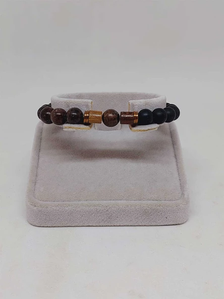 Jasper & Oniks Taşı 8mm Unisex Tasarım Bileklik Hawaii Model (4441) - Resim 2