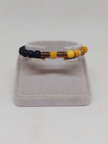 Jasper & Oniks Taşı 8mm Unisex Tasarım Bileklik Hawaii Model (9805) - Resim 2