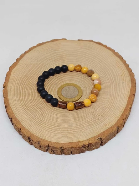 Jasper & Oniks Taşı 8mm Unisex Tasarım Bileklik Hawaii Model (9805) - Resim 5