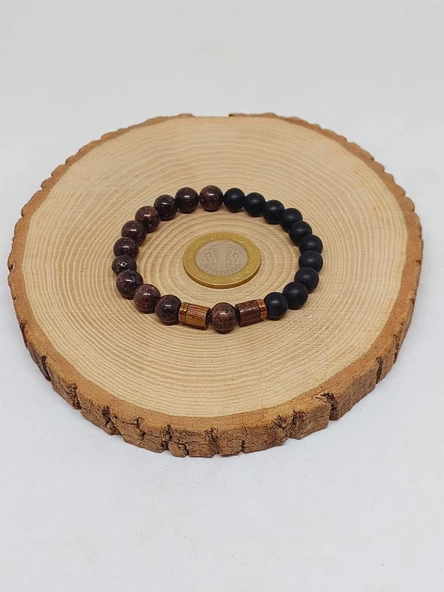 Jasper & Oniks Taşı 8mm Unisex Tasarım Bileklik Hawaii Model (8176) - Resim 5