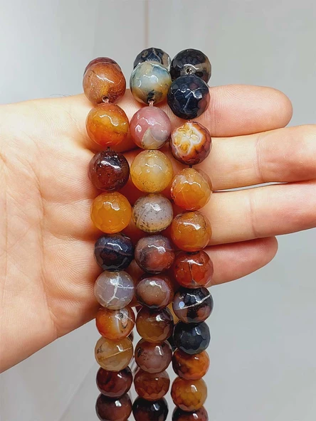 Akik Taşı Faset Kesim Dizi 14mm (54384) ürün görseli