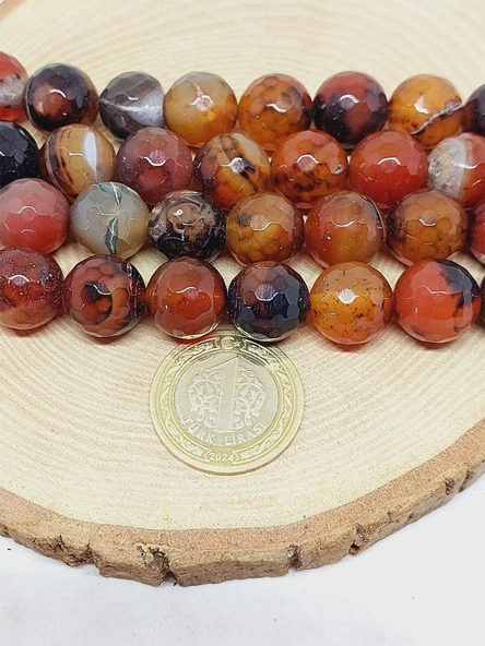 Akik Taşı Faset Kesim Dizi 14mm (54384) - Resim 2