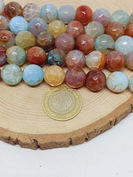 Akik Taşı Faset Kesim Dizi 14mm (54380) - Resim 2