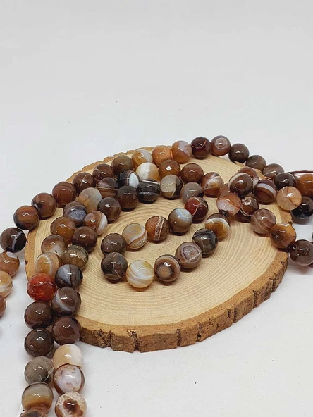 Akik Taşı Faset Kesim Dizi 14mm (54362) - Resim 3