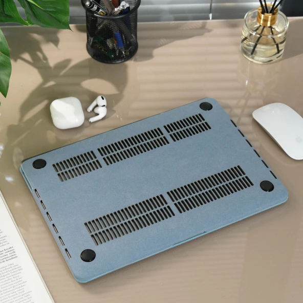 MacBook Air 13 M1 Laptop Kılıf Kumaş Dokulu Sert Koruyucu Kapak A2337 A2179 A1932 İnce Hafif Darbe Çizilme Önleyici - Resim 12