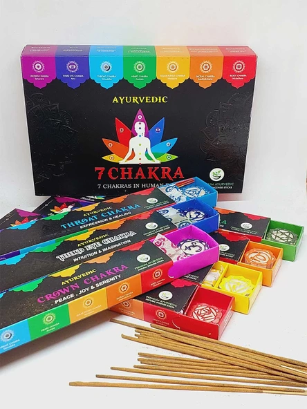 Ayurvedic Doğal 7 Çakra Masala Çubuk Tütsü - El Yapımıdır